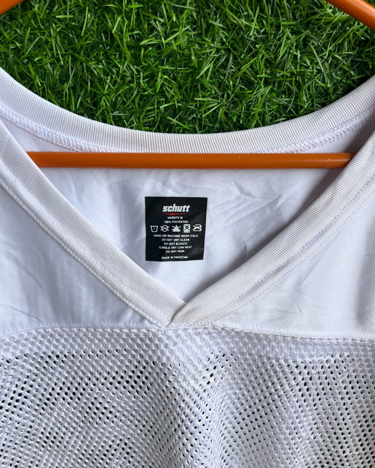 NFL Meshed cropped white jersey Schutt (Oversized Half sleeve T Shirt or jersey unisex)