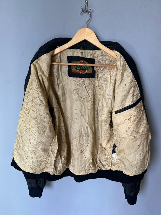 C-3 GLOBAL IDENTITY Vintage Bomber Leather Jacket| Winterwear|Streetwear |Retro Jacket |Y2K JACKET (Oversized Full Sleeve T shirt or Jersey Unisex)