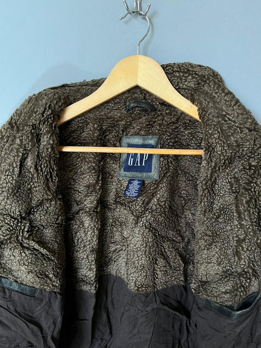 Gap Leather Bomber/Flight Jacket with Sherpa Collar Premium Leather Jacket| Winterwear|Streetwear