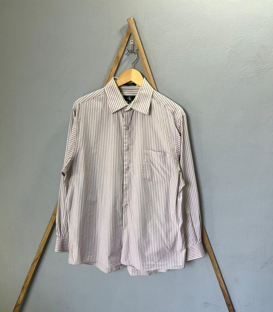 Calvin Klein Strip Shirt | Full Sleeves |Korean-Inspired Oversized Fit | Lightweight Summer Wear | Full Sleeve | Men Women | Online Shopping