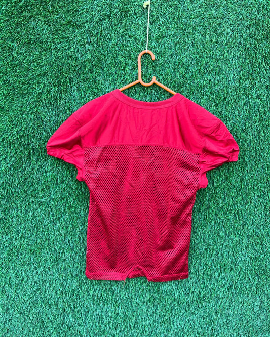 Cropped Mesh Jersey RAWLING PLAIN RED (Oversized Half sleeve T Shirt or jersey unisex)