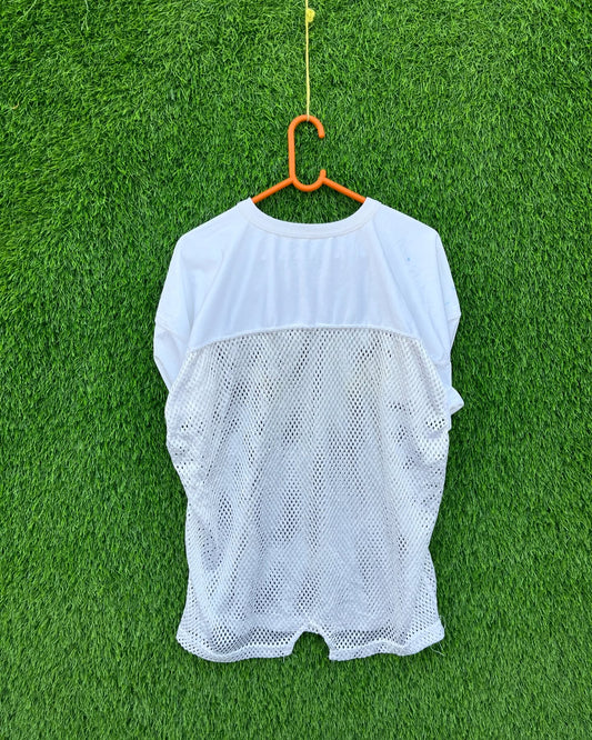 Cropped Mesh Jersey RAWLINGS PLAIN WHITE (Oversized Half sleeve T Shirt or jersey unisex)