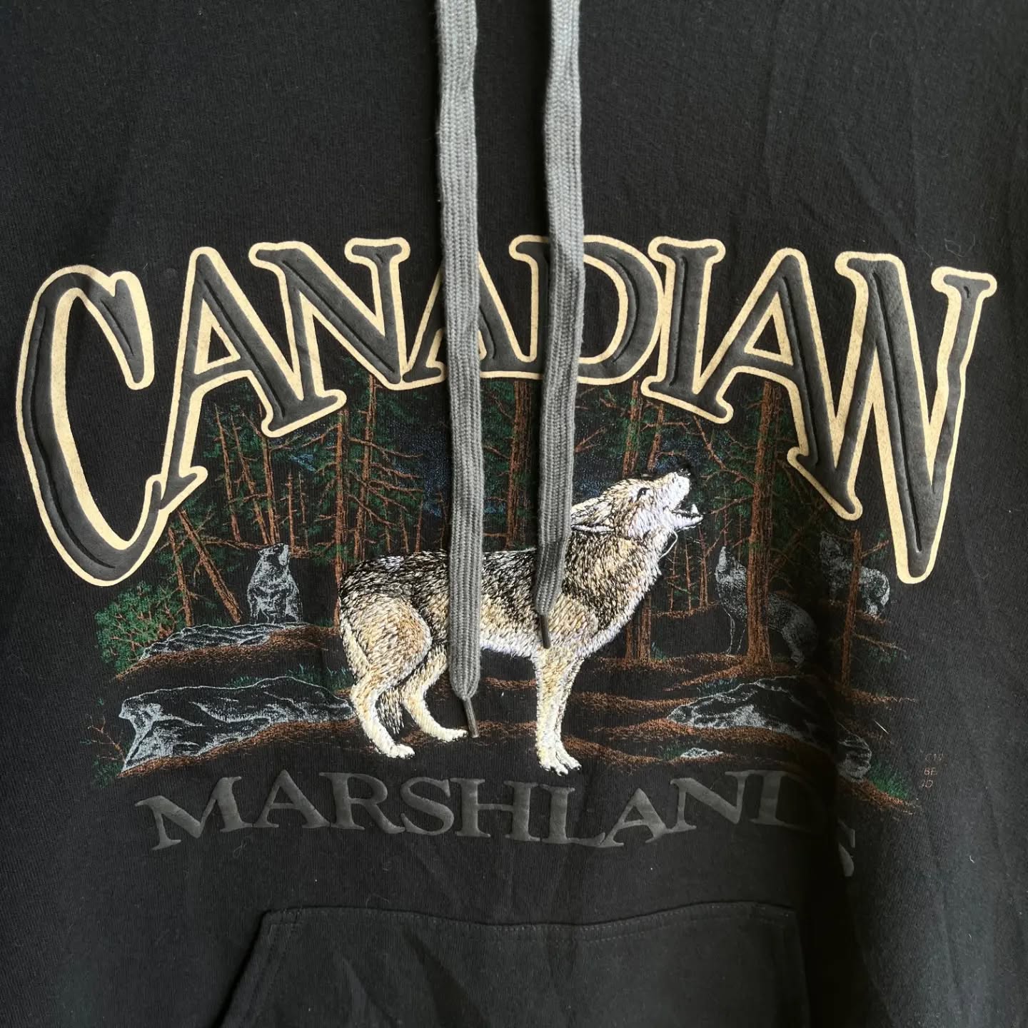 Premium Vintage Complete Embroidery Hoodie Canadian Marshlands