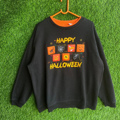 Premium Vintage Embroidered Sweatshirt Happy Halloween