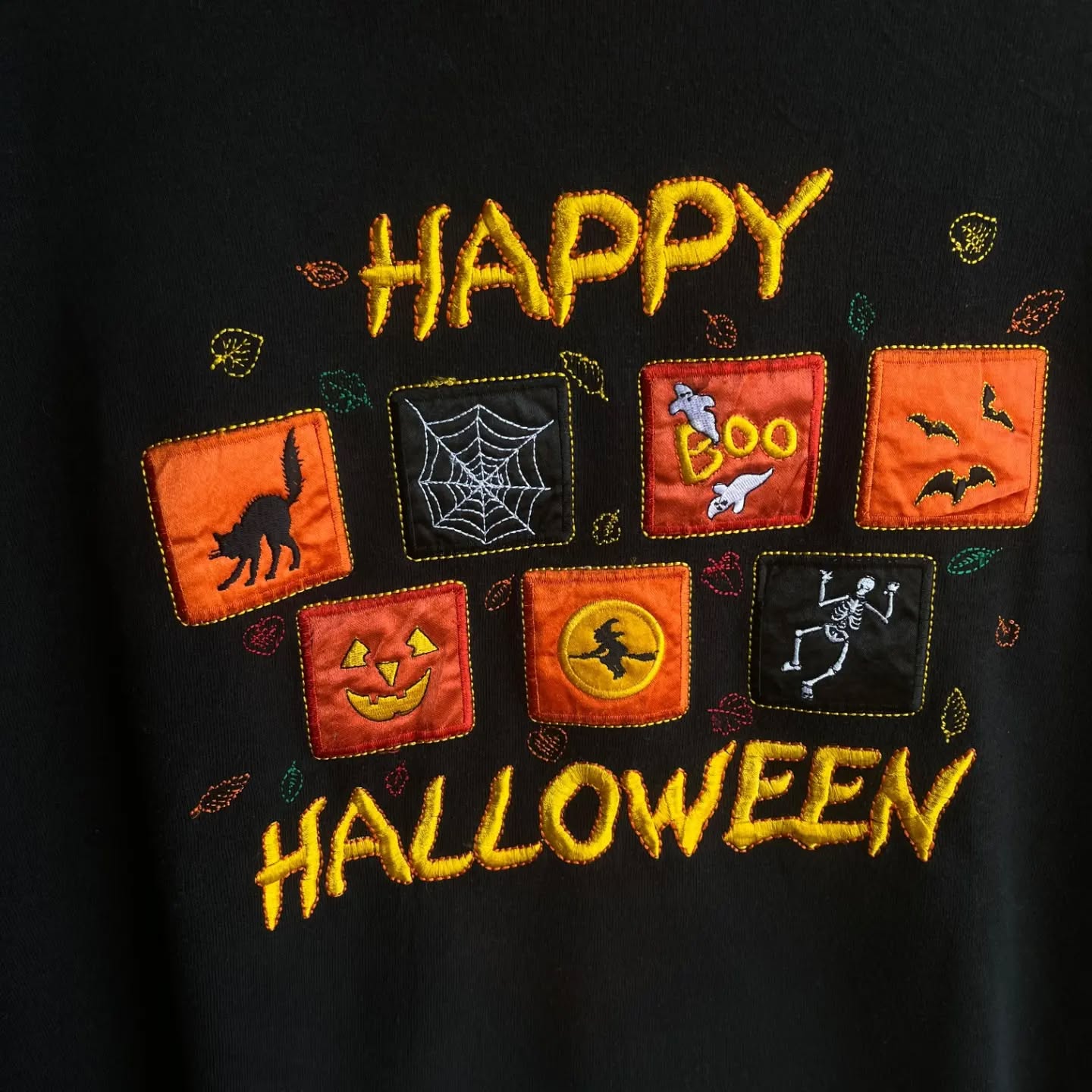 Premium Vintage Embroidered Sweatshirt Happy Halloween