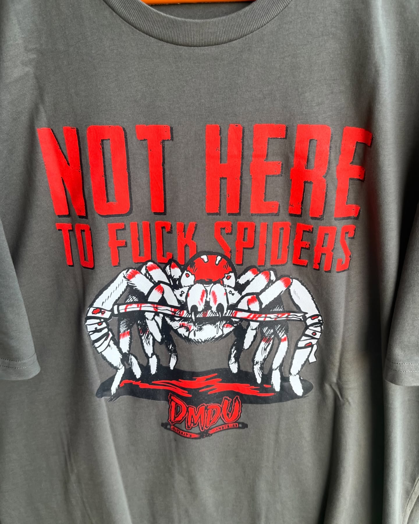 Oversized Not here to Fuck Spiders (Oversized half sleeve T-shirt) - Thrift Wallet