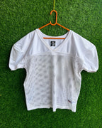 NFL Meshed cropped white jersey Schutt (Oversized Half sleeve T Shirt or jersey unisex) - Thrift Wallet