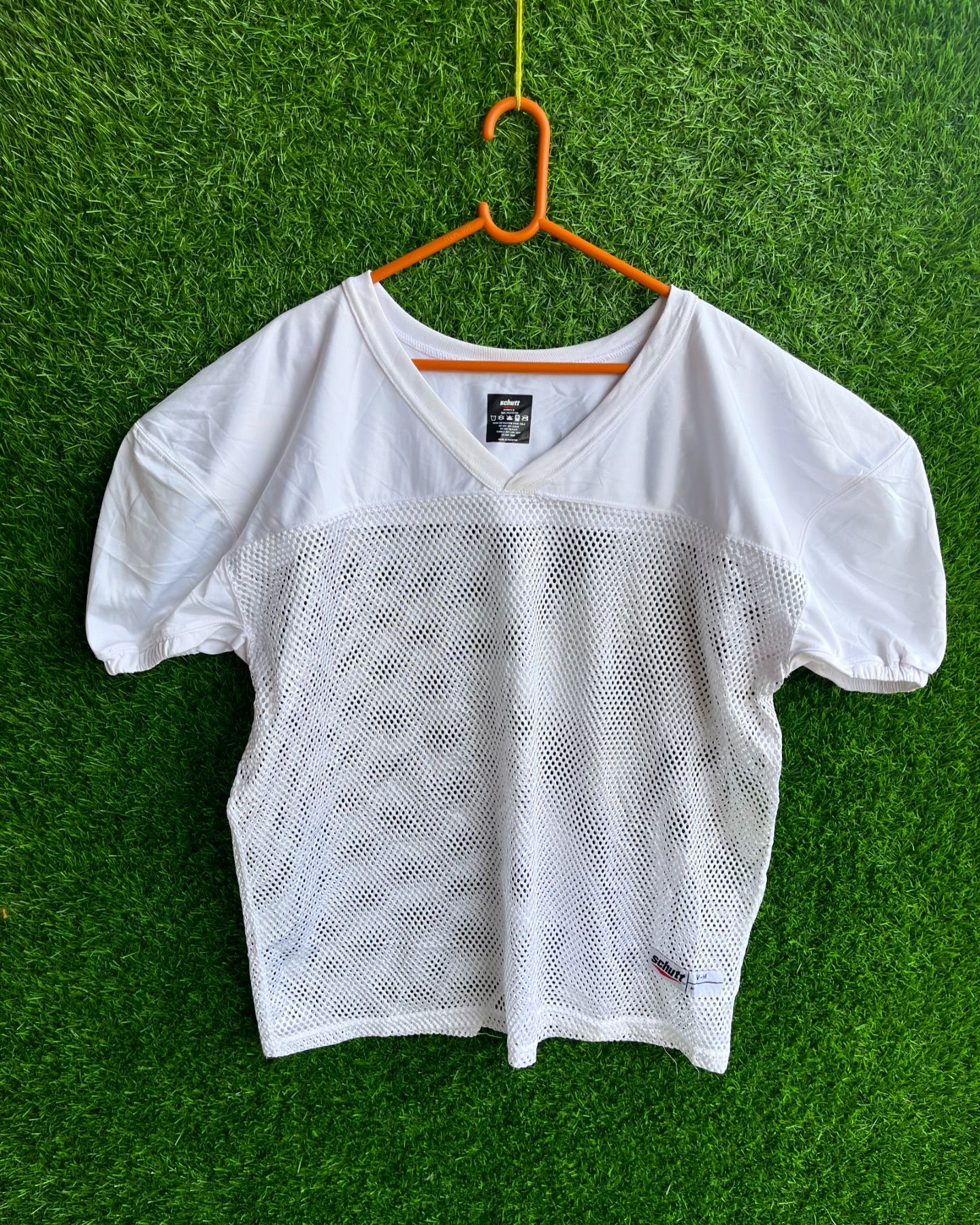 NFL Meshed cropped white jersey Schutt (Oversized Half sleeve T Shirt or jersey unisex) - Thrift Wallet