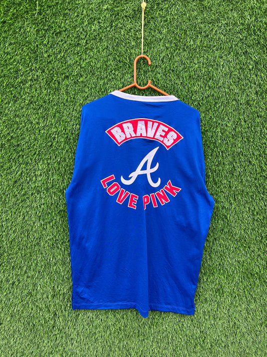 BRAVES LOVE PINK Deep neck cut T shirt (Oversized Half Sleeve T shirt or Jersey Unisex)