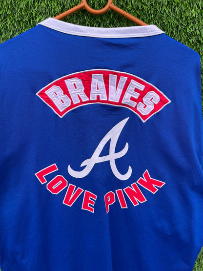 BRAVES LOVE PINK Deep neck cut T shirt (Oversized Half Sleeve T shirt or Jersey Unisex)