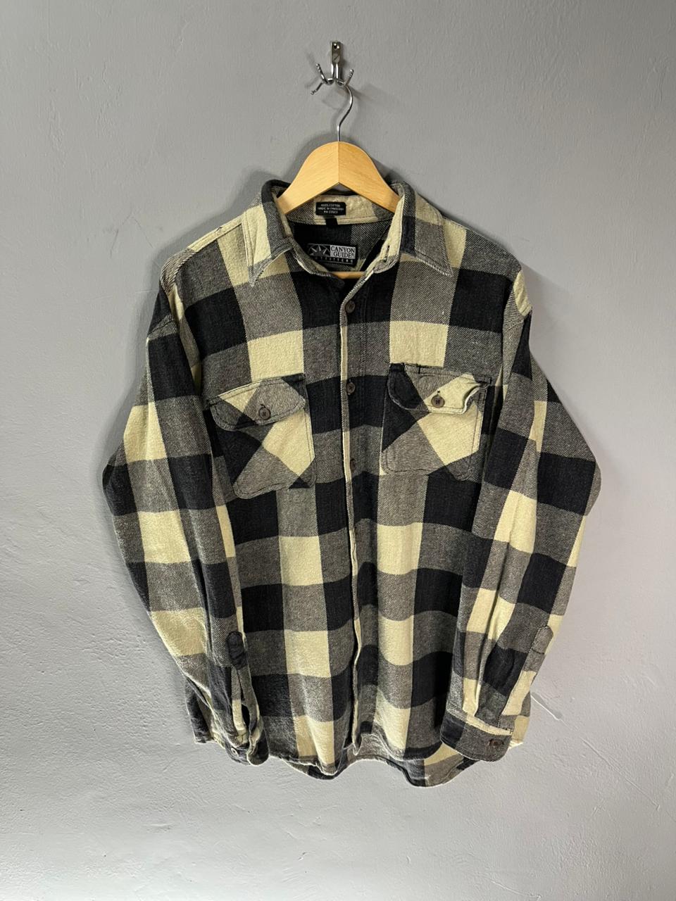 Canyon Guide outfitters Vintage Heavy Flannel Shirt for Men & Women | Oversized Checked Cotton Shirt | Winter Casual Wear India