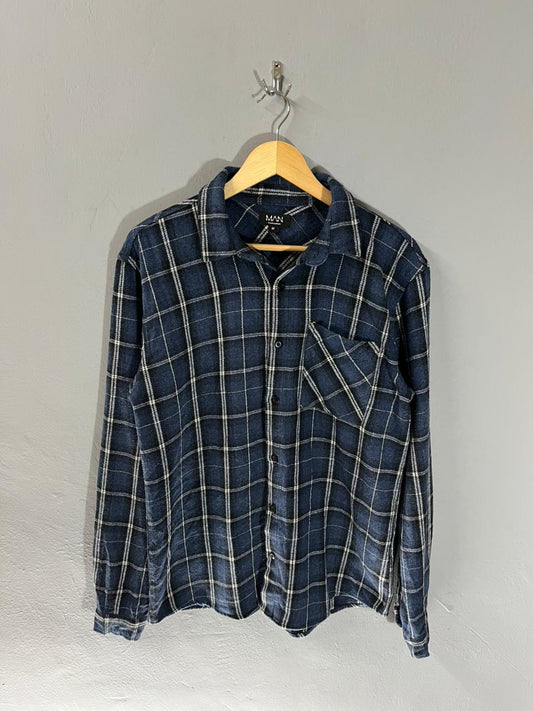Boohooman Vintage Heavy Flannel Shirt for Men & Women | Oversized Checked Cotton Shirt | Winter Casual Wear India