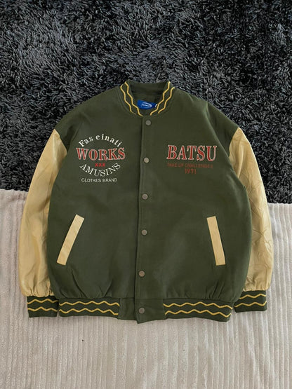 BATSU VARSITY JACKET | Full frontal BUTTON | Jacket | Oversized Streetwear | Winterwear | Men Women | Cozy Fashion | Gym Fit | Online Shopping