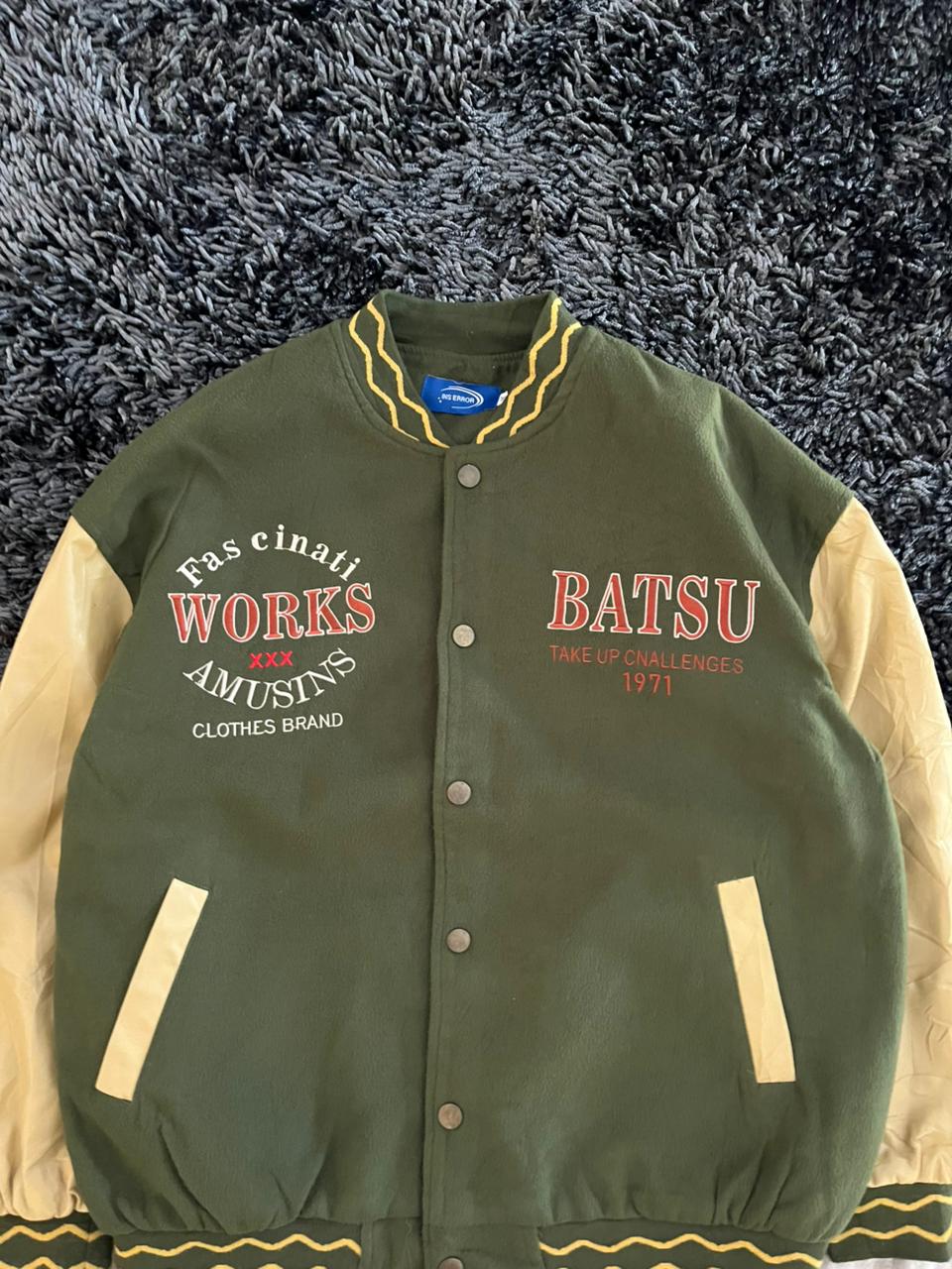 BATSU VARSITY JACKET | Full frontal BUTTON | Jacket | Oversized Streetwear | Winterwear | Men Women | Cozy Fashion | Gym Fit | Online Shopping