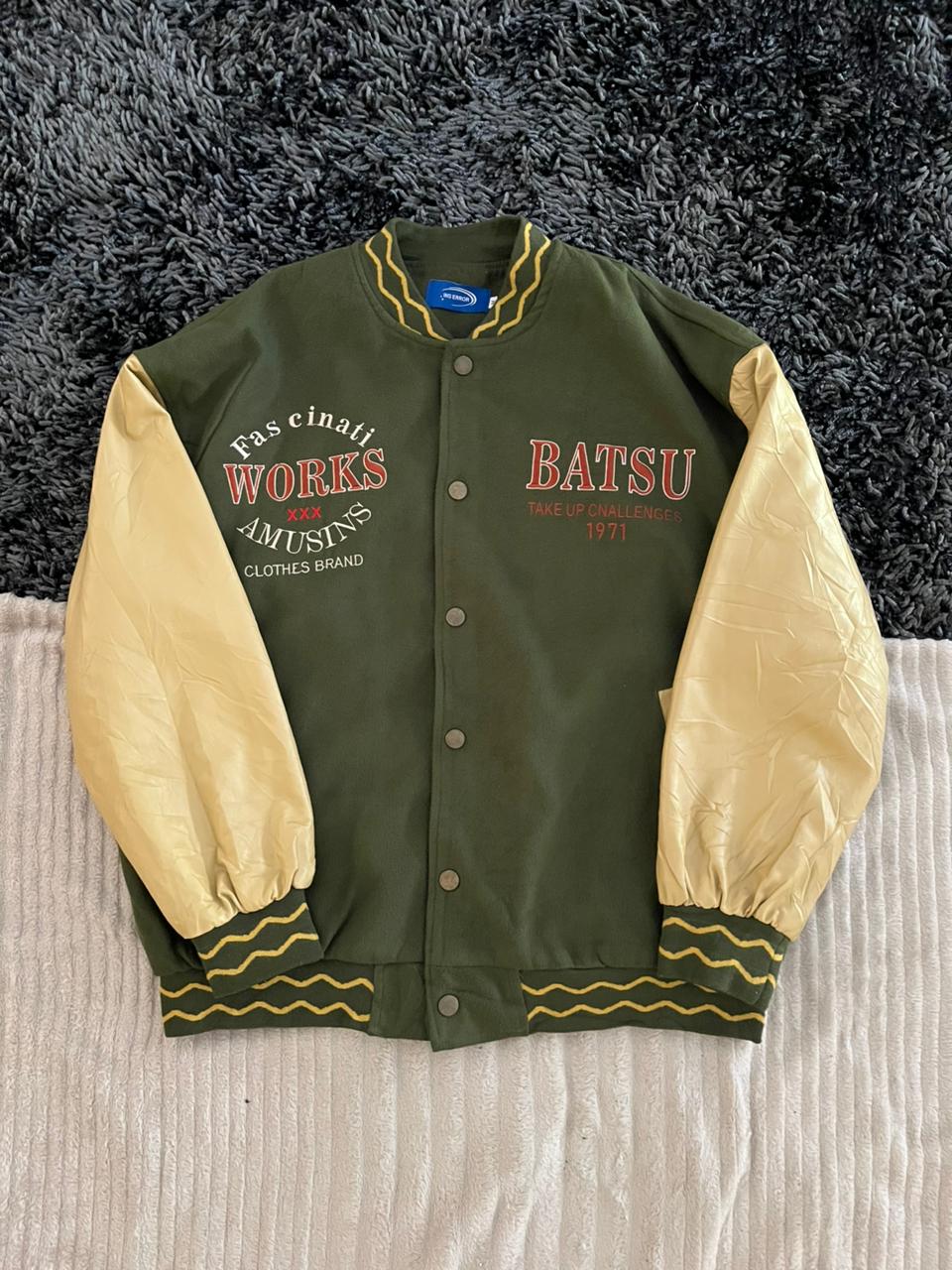 BATSU VARSITY JACKET | Full frontal BUTTON | Jacket | Oversized Streetwear | Winterwear | Men Women | Cozy Fashion | Gym Fit | Online Shopping