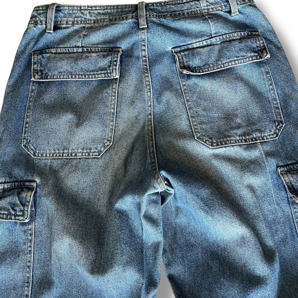8 Pocket Denimco Vintage Blue Jeans |Straight Fit | Pre-Owned Streetwear Denim|  Men Women | Unisex  | Online Shopping