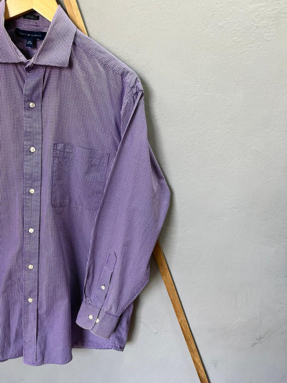 Tommy Hilfiger Checkered Shirt | Korean-Inspired Oversized Fit | Lightweight Summer Wear | Full Sleeve | Men Women | Online Shopping