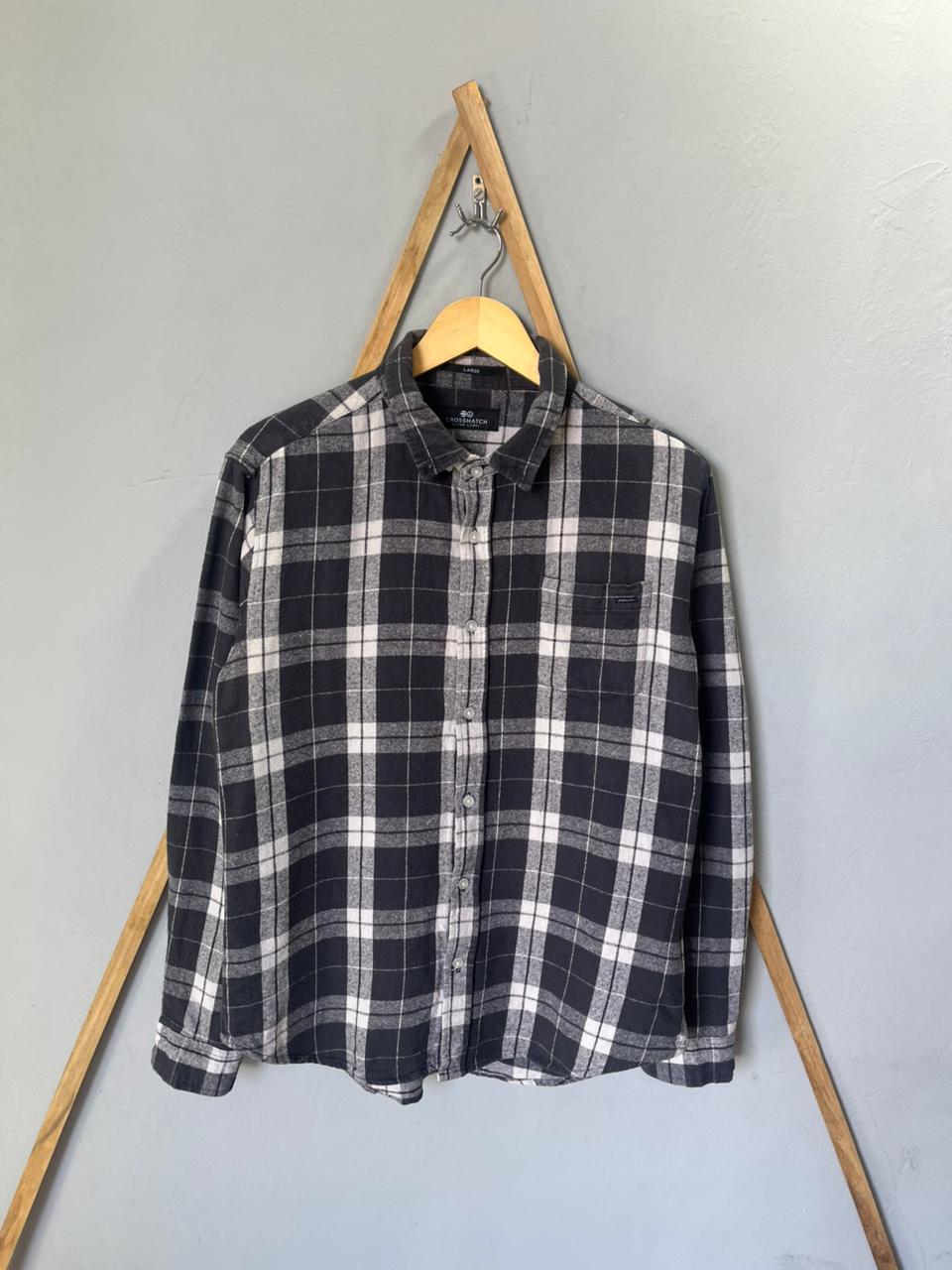 Cross Hatch Checkered Shirt | Full Sleeves |Korean-Inspired Oversized Fit | Lightweight Summer Wear | Full Sleeve | Men Women | Online Shopping