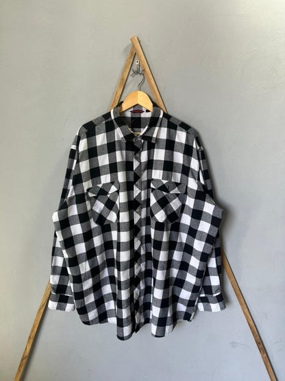 Black and white Flannel Shirt | Full Sleeves |Korean-Inspired Oversized Fit | Lightweight Summer Wear | Men Women | Online Shopping