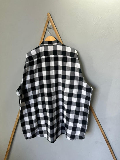 Black and white Flannel Shirt | Full Sleeves |Korean-Inspired Oversized Fit | Lightweight Summer Wear | Men Women | Online Shopping
