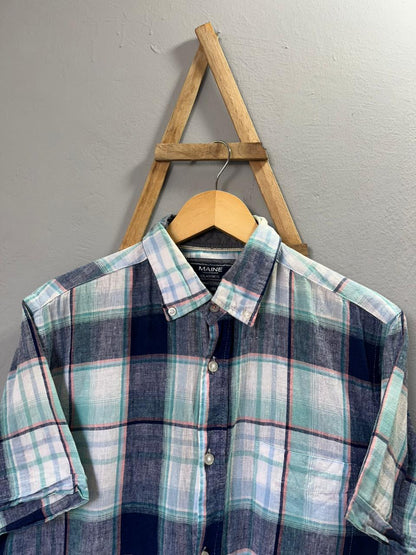 Maine Checkered Shirt | Korean-Inspired Oversized Fit | Lightweight Summer Wear |  Full Sleeve | Men Women | Online Shopping