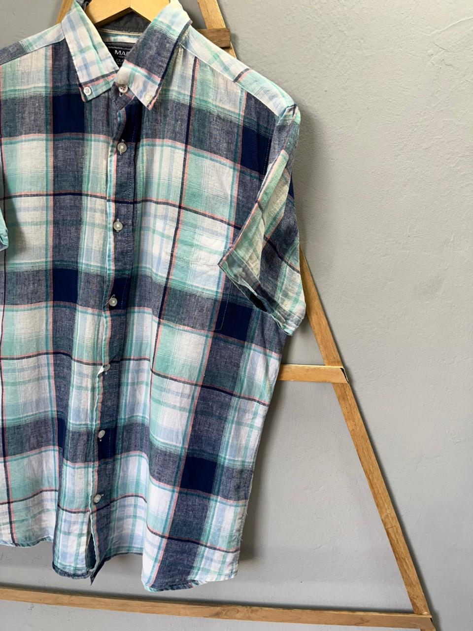 Maine Checkered Shirt | Korean-Inspired Oversized Fit | Lightweight Summer Wear |  Full Sleeve | Men Women | Online Shopping