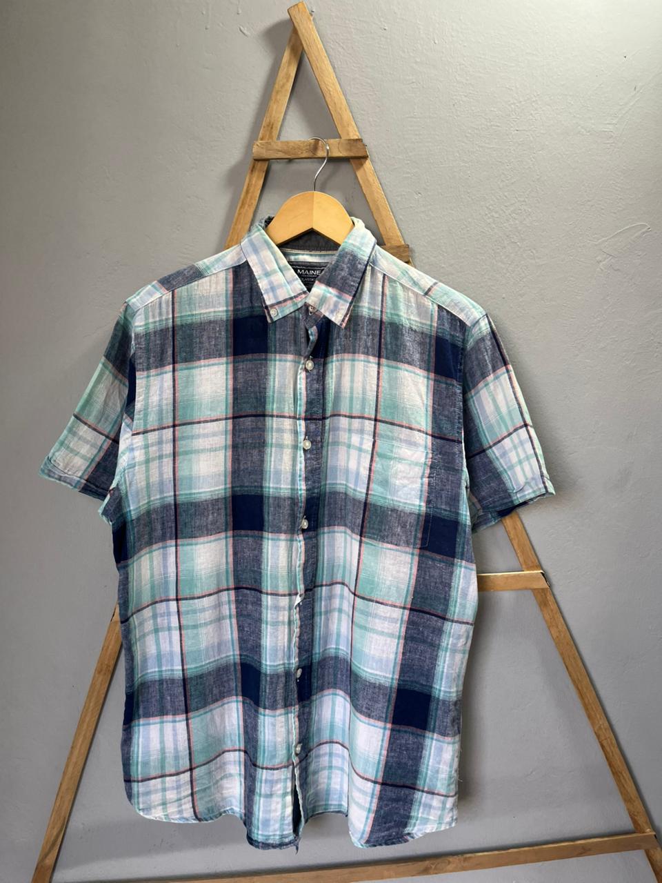 Maine Checkered Shirt | Korean-Inspired Oversized Fit | Lightweight Summer Wear |  Full Sleeve | Men Women | Online Shopping