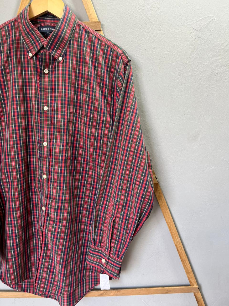 Lands End Checkered Shirt | Full sleeves |Korean-Inspired Oversized Fit | Lightweight Summer Wear | Full Sleeve | Men Women | Online Shopping