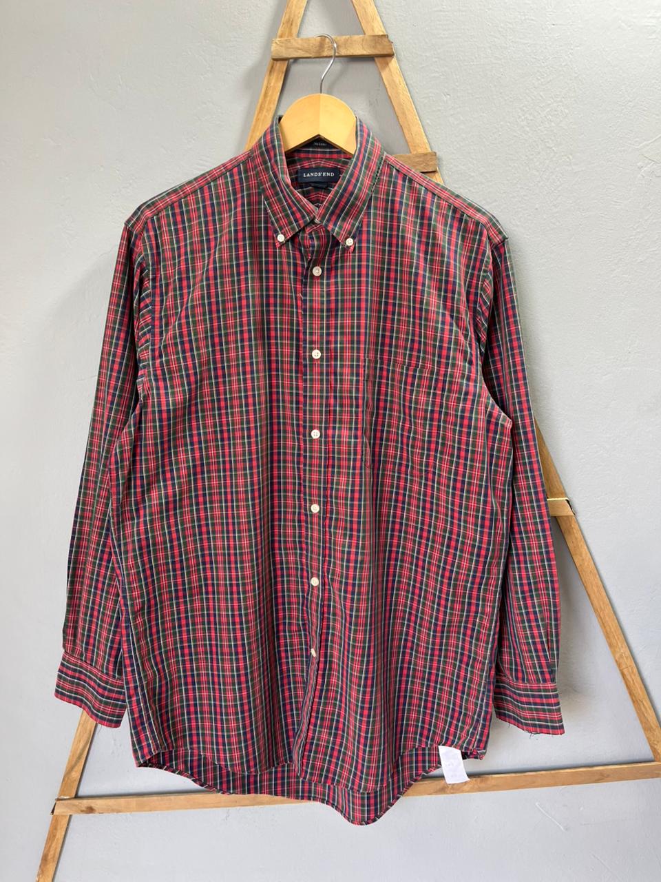 Lands End Checkered Shirt | Full sleeves |Korean-Inspired Oversized Fit | Lightweight Summer Wear | Full Sleeve | Men Women | Online Shopping