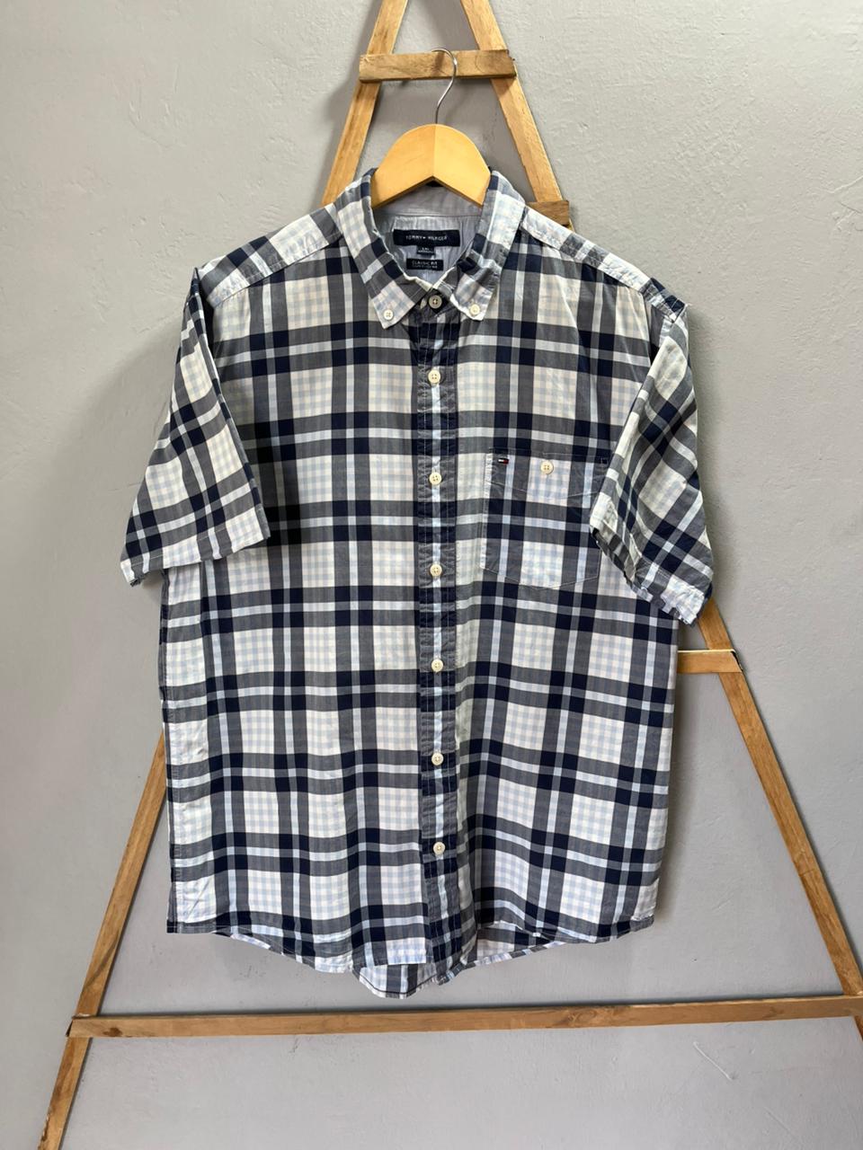 Tommy Hilfiger Checkered |Short sleeves Shirt | Korean-Inspired Oversized Fit | Lightweight Summer Wear | Half  Sleeve | Men Women | Online Shopping
