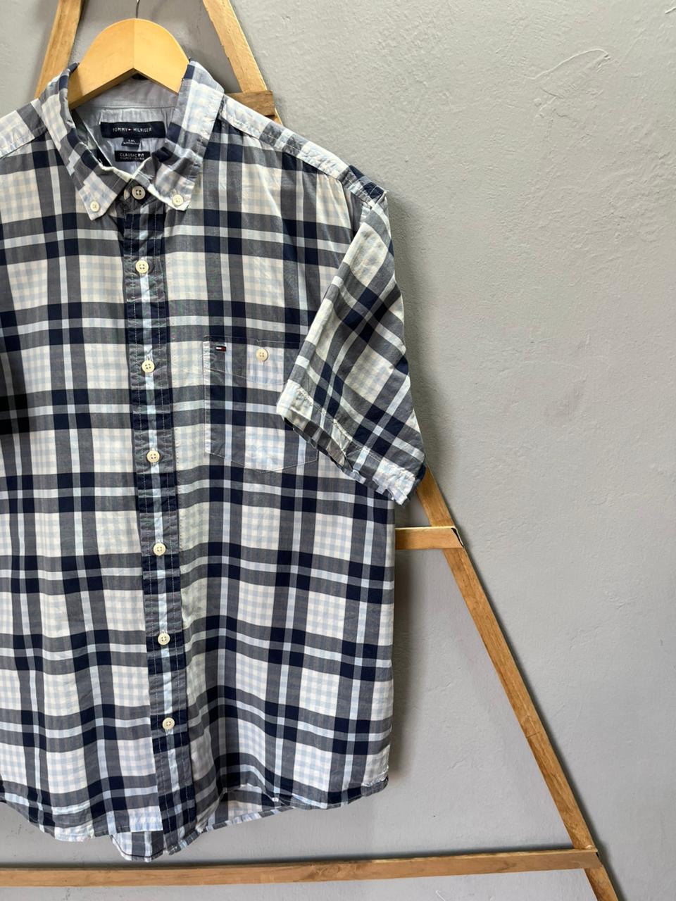 Tommy Hilfiger Checkered |Short sleeves Shirt | Korean-Inspired Oversized Fit | Lightweight Summer Wear | Half  Sleeve | Men Women | Online Shopping