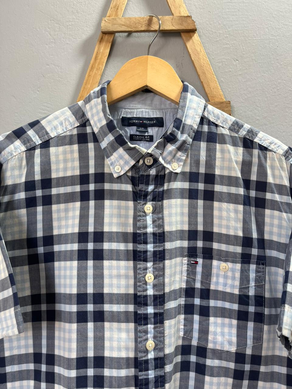 Tommy Hilfiger Checkered |Short sleeves Shirt | Korean-Inspired Oversized Fit | Lightweight Summer Wear | Half  Sleeve | Men Women | Online Shopping
