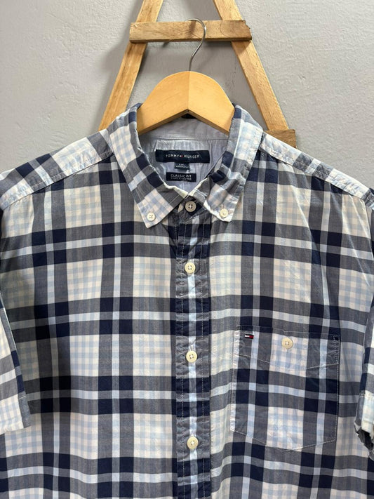 Tommy Hilfiger Checkered |Short sleeves Shirt | Korean-Inspired Oversized Fit | Lightweight Summer Wear | Half  Sleeve | Men Women | Online Shopping