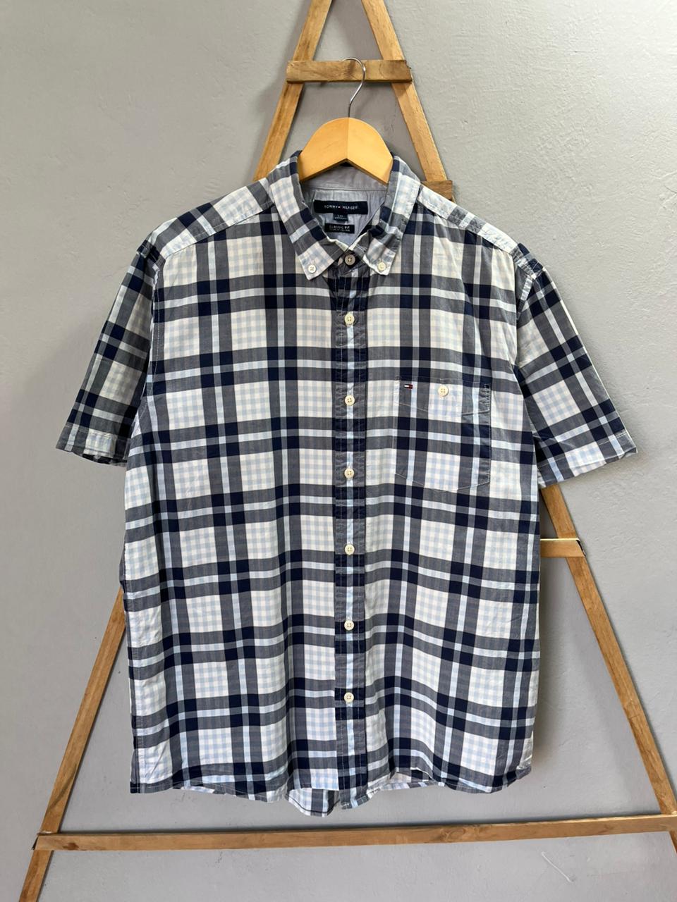 Tommy Hilfiger Checkered |Short sleeves Shirt | Korean-Inspired Oversized Fit | Lightweight Summer Wear | Half  Sleeve | Men Women | Online Shopping