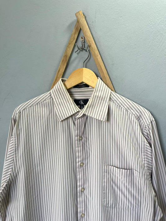 Calvin Klein Strip Shirt | Full Sleeves |Korean-Inspired Oversized Fit | Lightweight Summer Wear | Full Sleeve | Men Women | Online Shopping