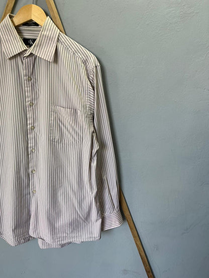 Calvin Klein Strip Shirt | Full Sleeves |Korean-Inspired Oversized Fit | Lightweight Summer Wear | Full Sleeve | Men Women | Online Shopping