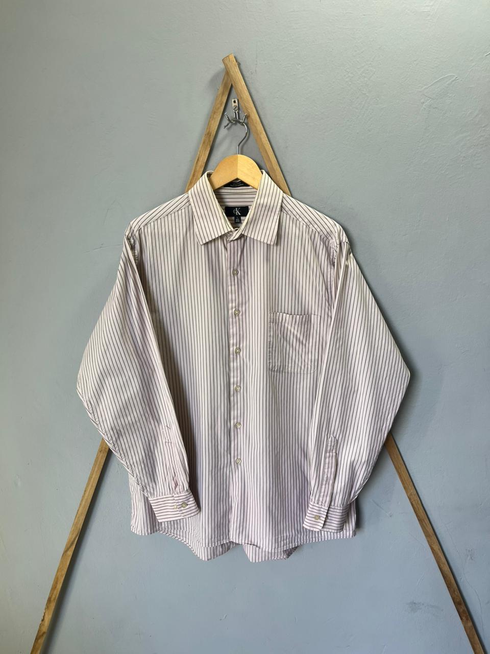 Calvin Klein Strip Shirt | Full Sleeves |Korean-Inspired Oversized Fit | Lightweight Summer Wear | Full Sleeve | Men Women | Online Shopping