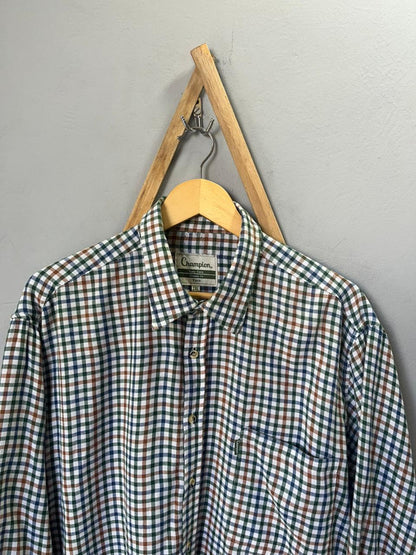 Champion gingham Checkered Shirt | Full Sleeves |Korean-Inspired Oversized Fit | Lightweight Summer Wear | Full Sleeve | Men Women | Online Shopping