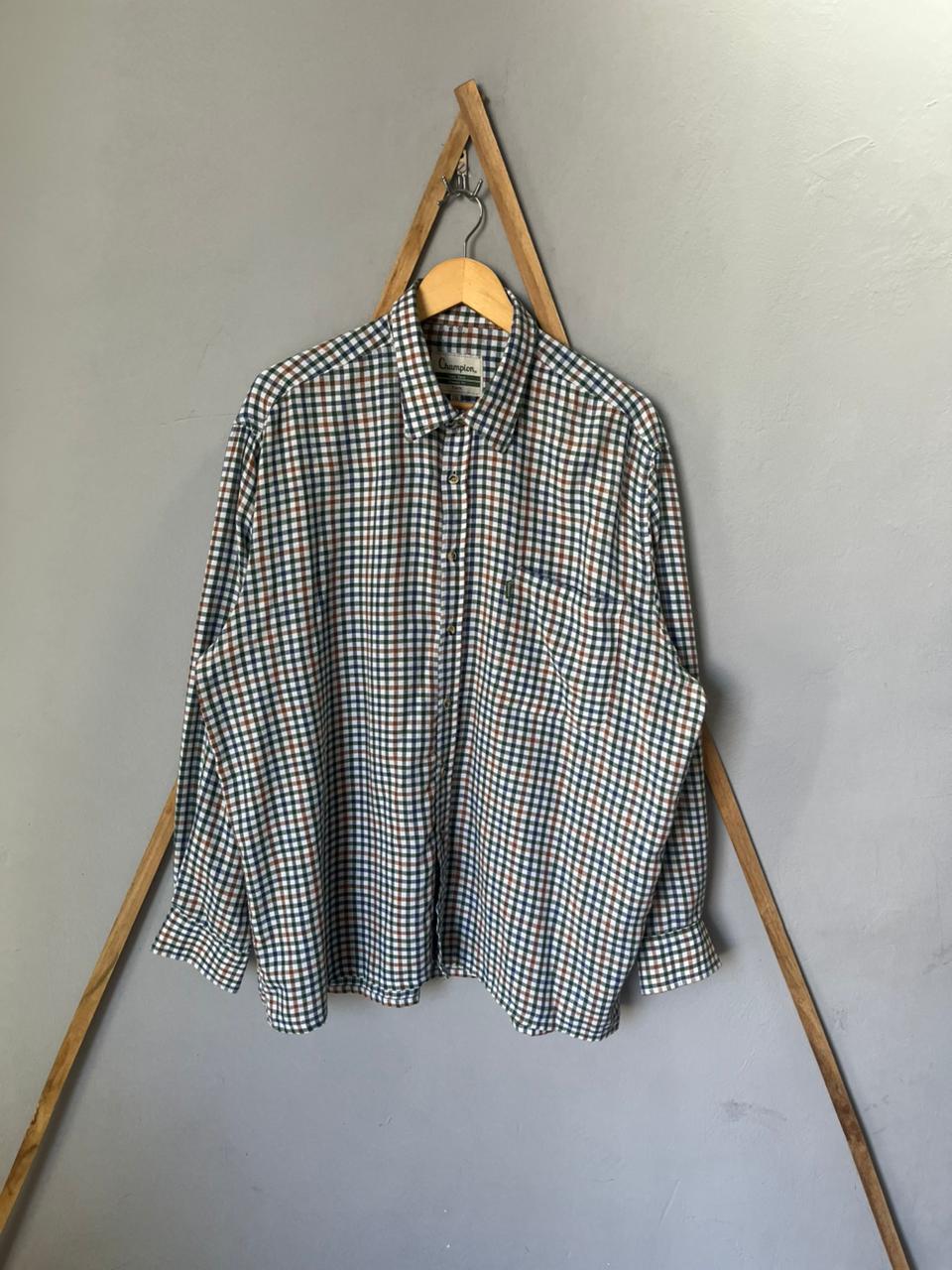 Champion gingham Checkered Shirt | Full Sleeves |Korean-Inspired Oversized Fit | Lightweight Summer Wear | Full Sleeve | Men Women | Online Shopping