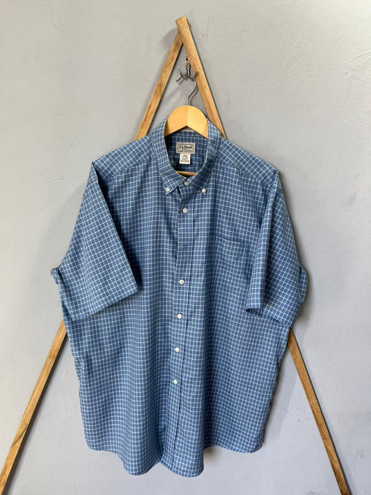 L.L. BEAN Checkered Shirt | Short Sleeves |Korean-Inspired Oversized Fit | Lightweight Summer Wear | Men Women | Online Shopping