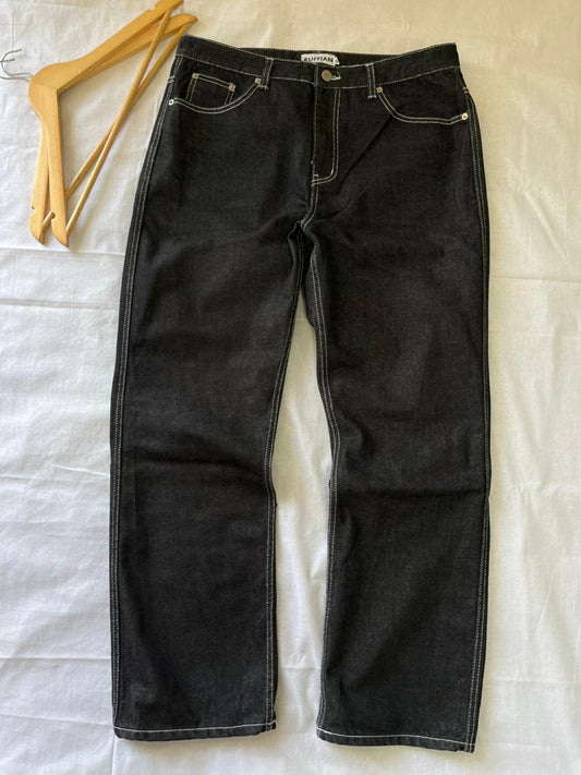 Ruffian Vintage Black Jeans | Pre-Owned Streetwear Denim|  Men Women | Unisex  | Online Shopping
