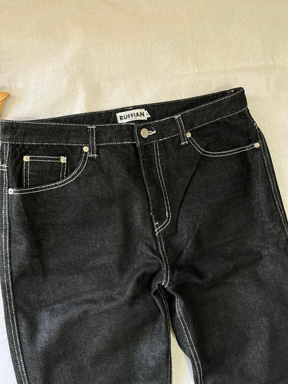 Ruffian Vintage Black Jeans | Pre-Owned Streetwear Denim|  Men Women | Unisex  | Online Shopping