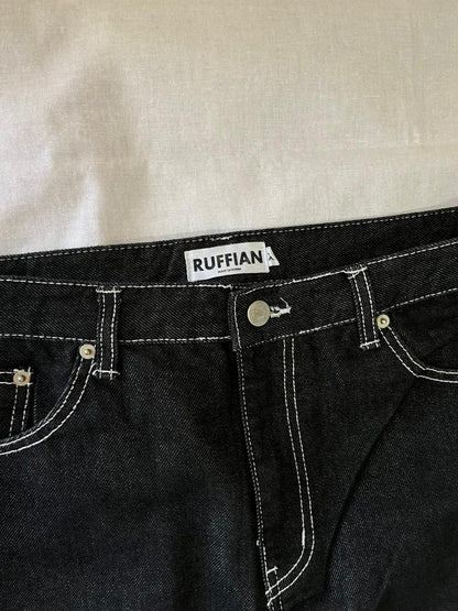 Ruffian Vintage Black Jeans | Pre-Owned Streetwear Denim|  Men Women | Unisex  | Online Shopping