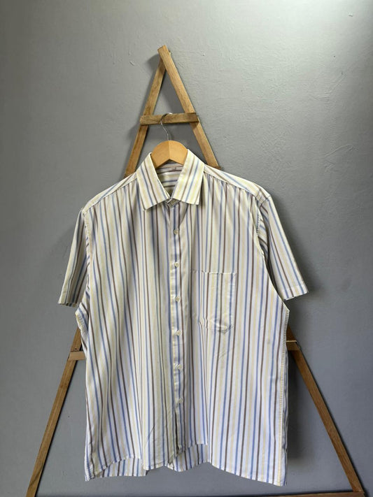 Striped Shirt | Short Sleeves |Korean-Inspired Oversized Fit | Lightweight Summer Wear | Men Women | Online Shopping