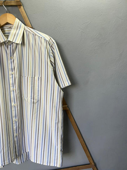 Striped Shirt | Short Sleeves |Korean-Inspired Oversized Fit | Lightweight Summer Wear | Men Women | Online Shopping