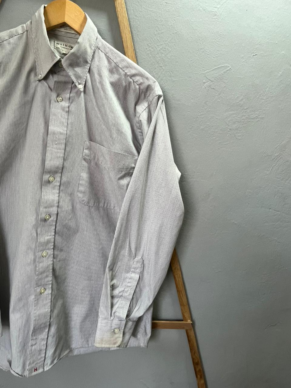 Hathaway Strip shirt | Full Sleeves |Korean-Inspired Oversized Fit | Lightweight Summer Wear | Men Women | Online Shopping (