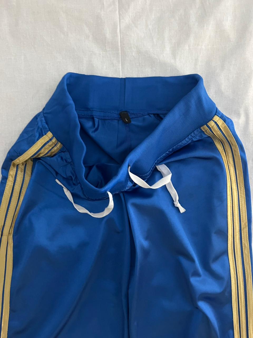 Blue Track Pant with 3 golden stripes | Everyday Sportswear | Streetwear Style | Men Women | Online Shopping