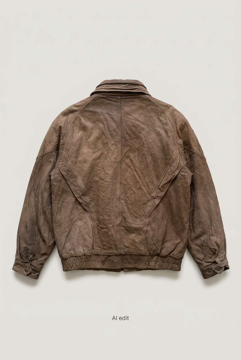 Adventure Bound brown leather jacket back preview