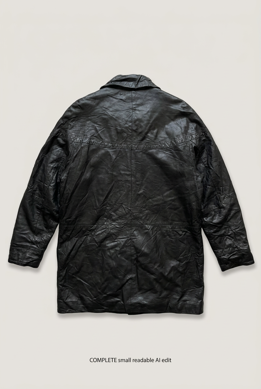 Avanti black leather coat back preview
