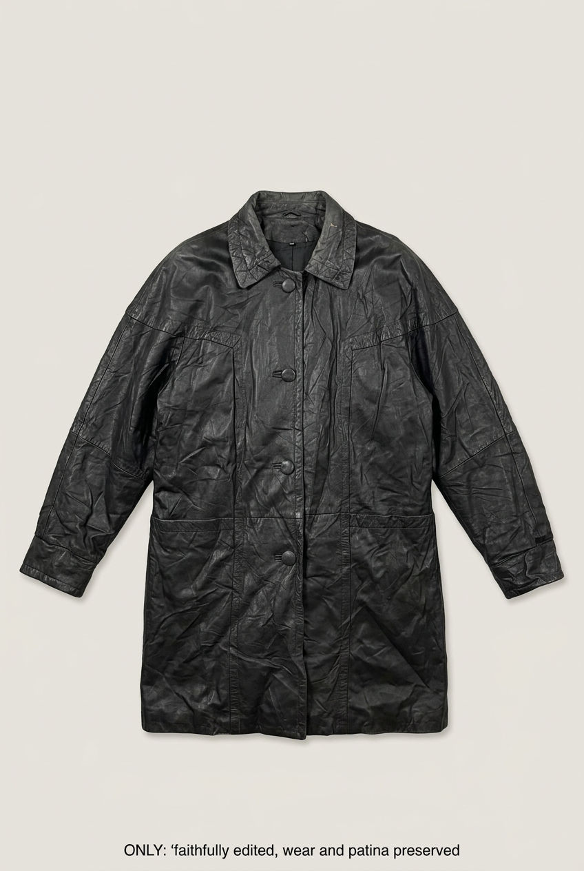 Avanti black leather coat front preview
